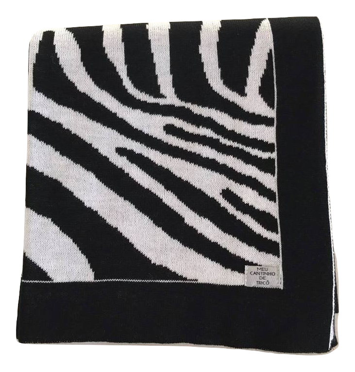 Manta tricot Zebra - Meu Cantinho de Tricô
