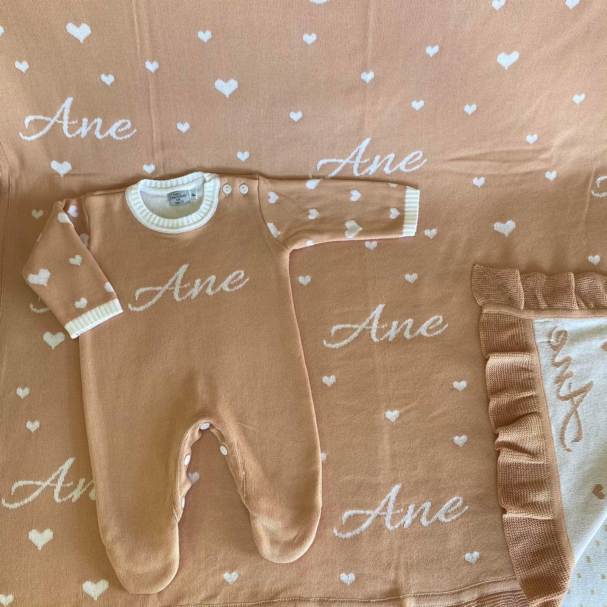 Conjunto Tricot Personalizado Manta Babado - Meu Cantinho de Tricô