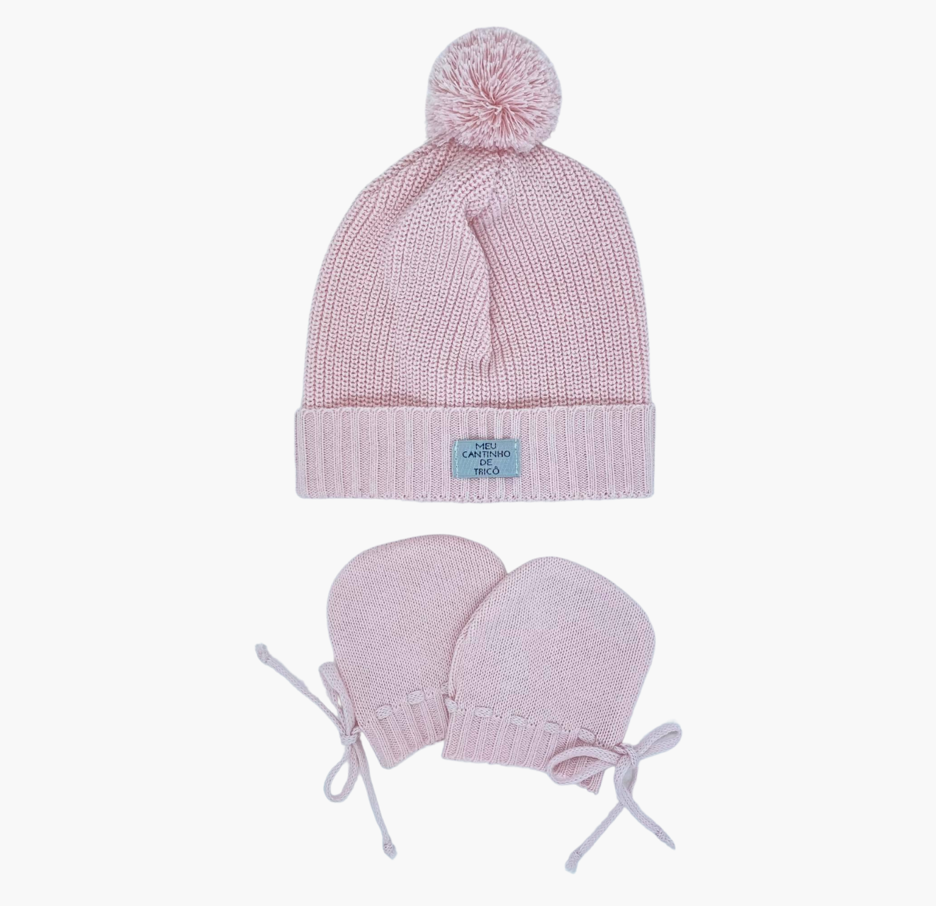 Kit RN Gorro Pompom e luva Rosa Poupori