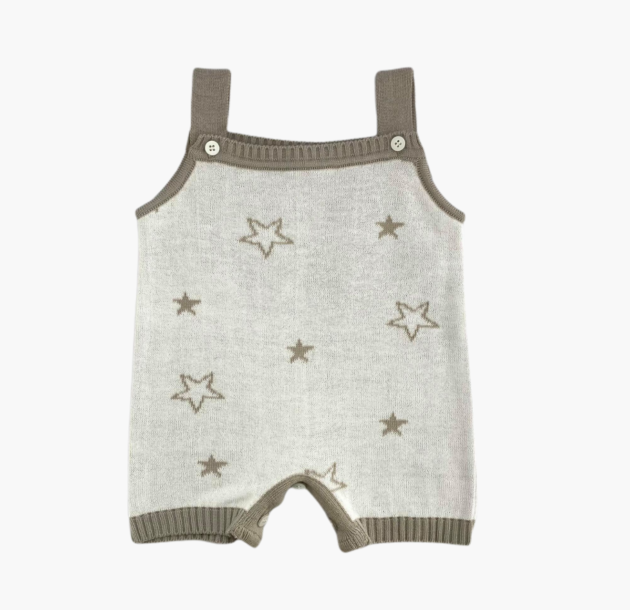 Jardineira Tricot Estrelas Vezzalli - Meu Cantinho de Tricô