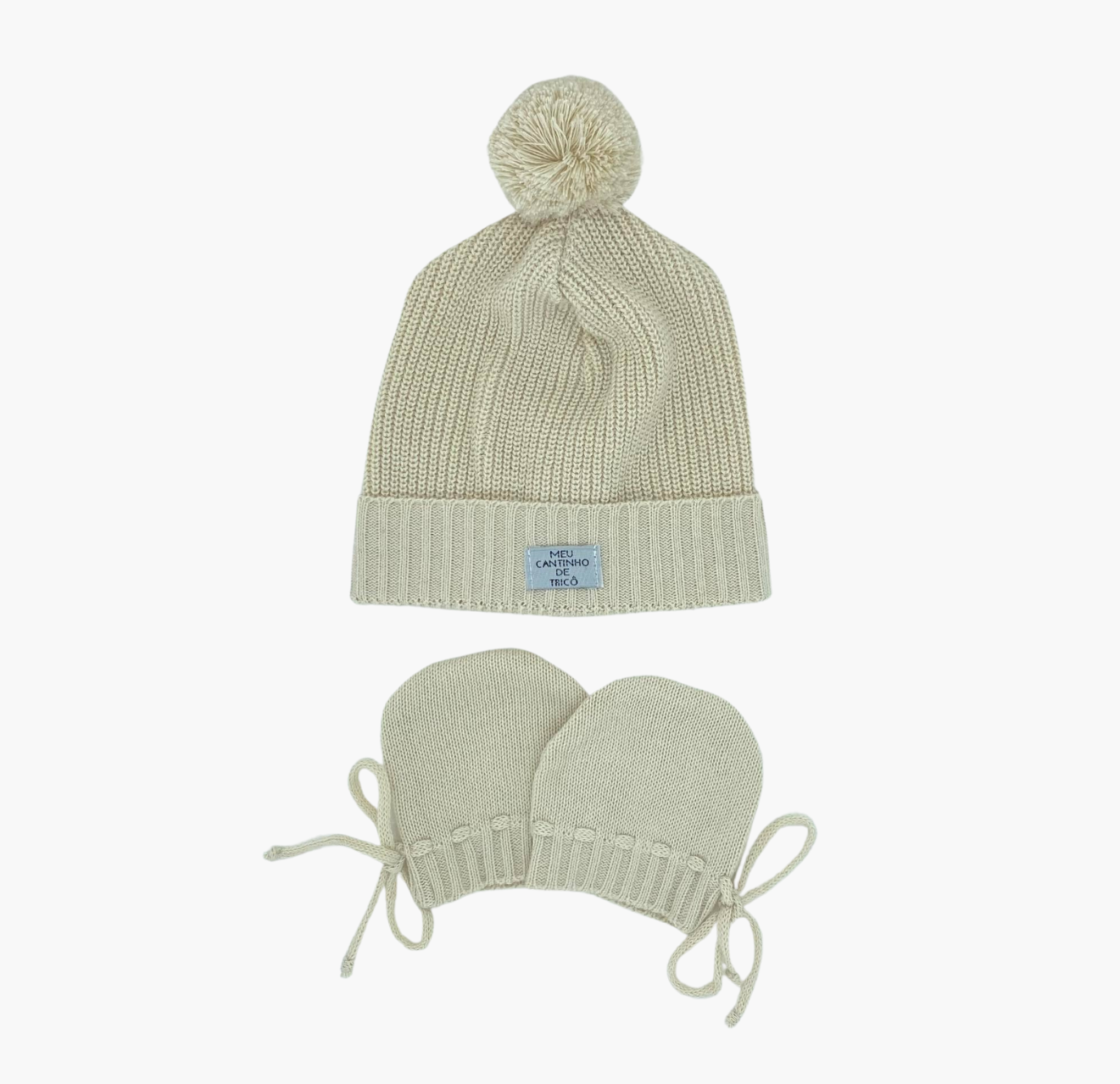 Kit RN Gorro Pompom e luva Areia