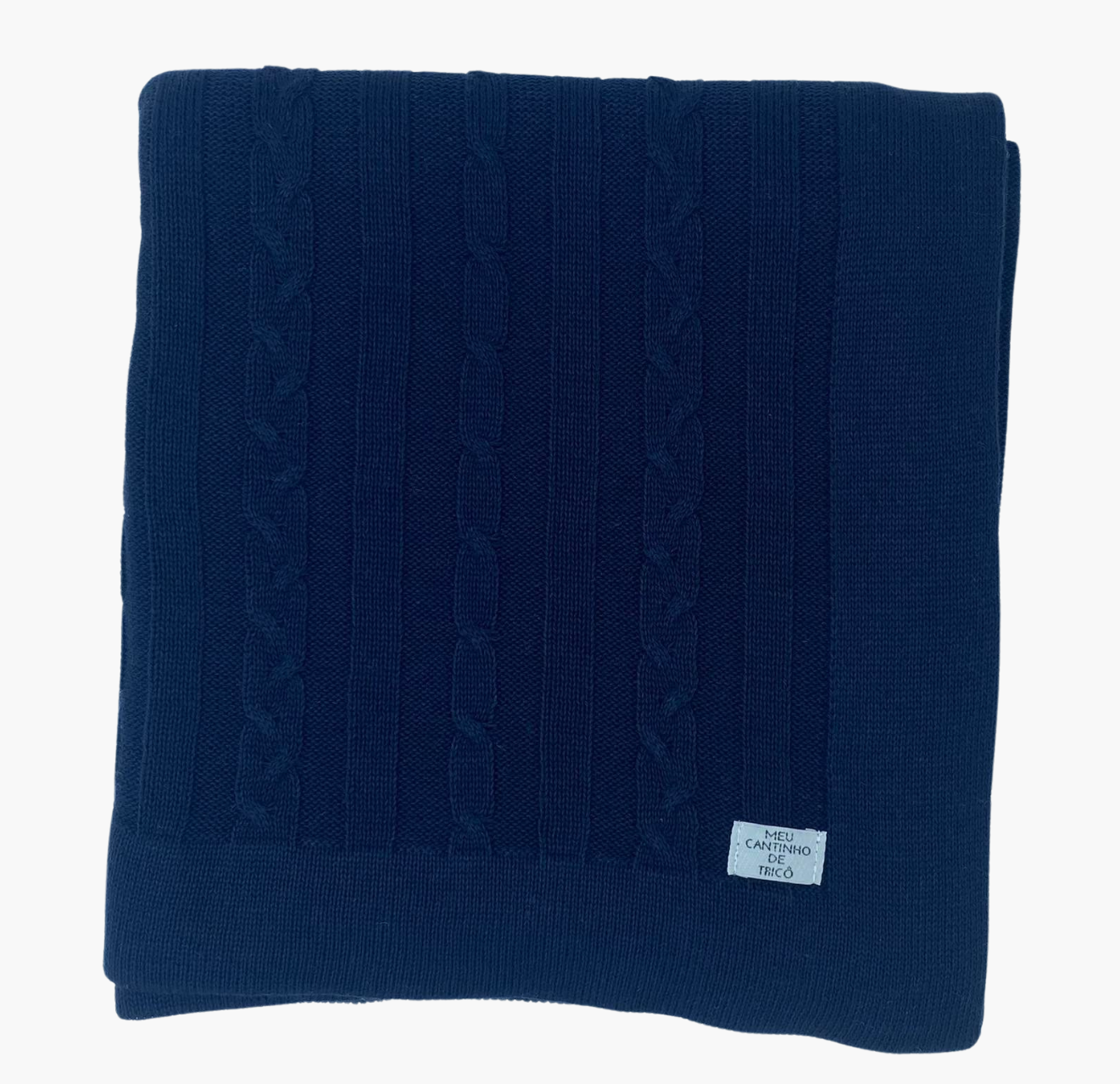 Manta Tricot Trançada Azul Marinho