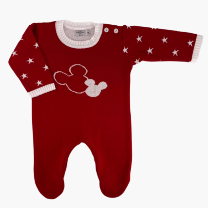 Macacão Tricot Mickey Vermelho - Meu Cantinho de Tricô