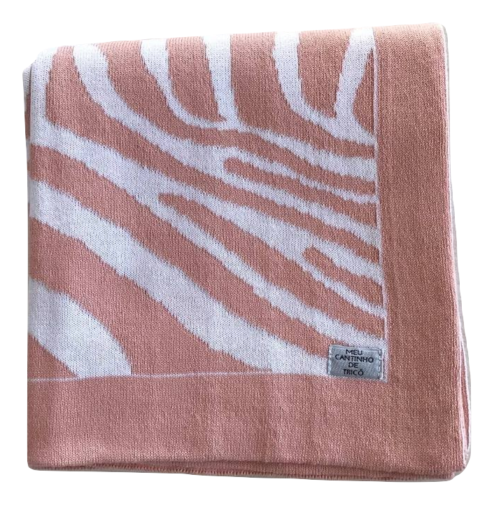 Manta tricot Zebra Rosê - Meu Cantinho de Tricô